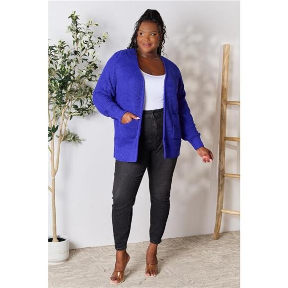 Zenana Full Size Waffle-Knit Open Front Cardigan - Picture 7 of 8